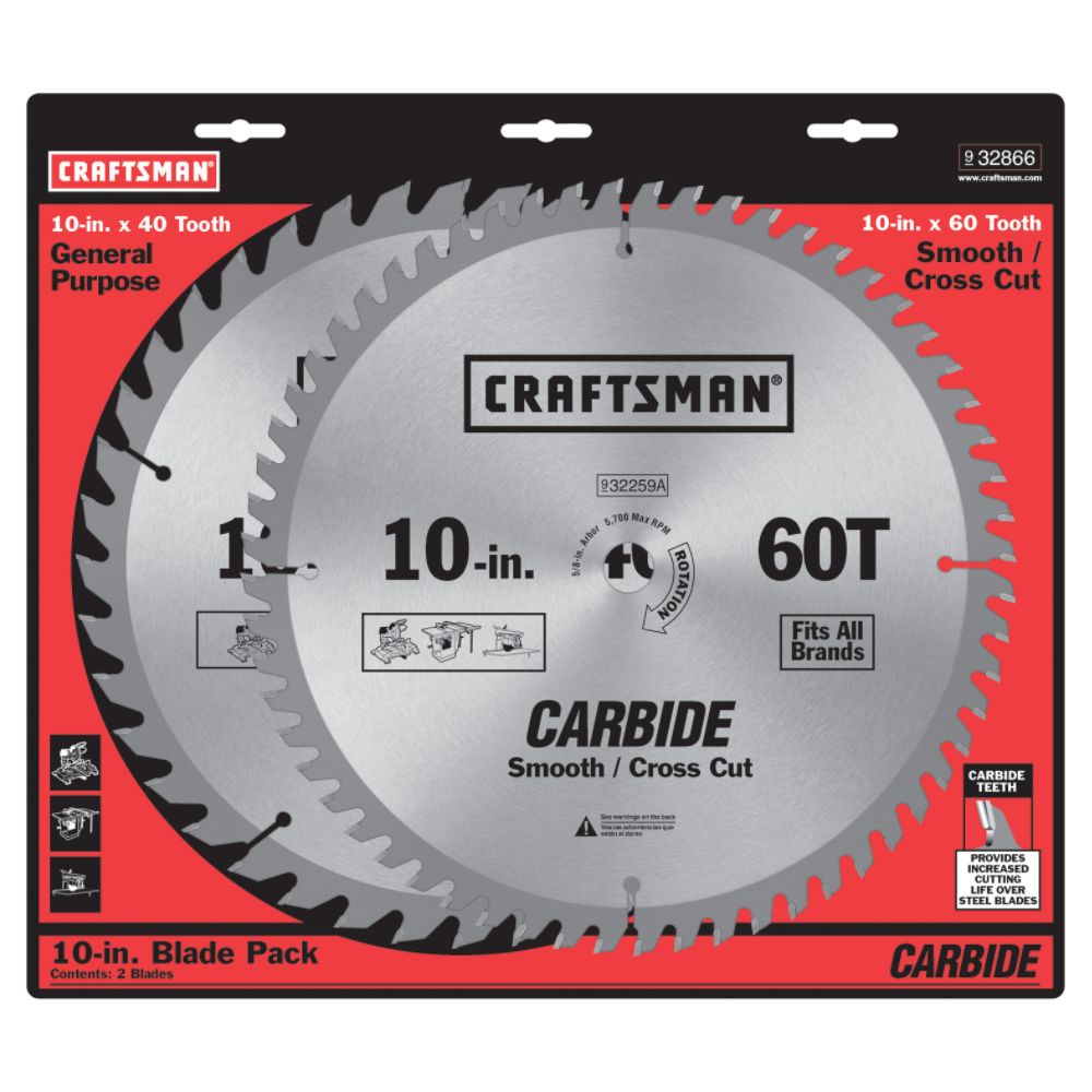 Craftsman 10 in. Blade Pack 40T and 60T Carbide Teeth at Sears.com