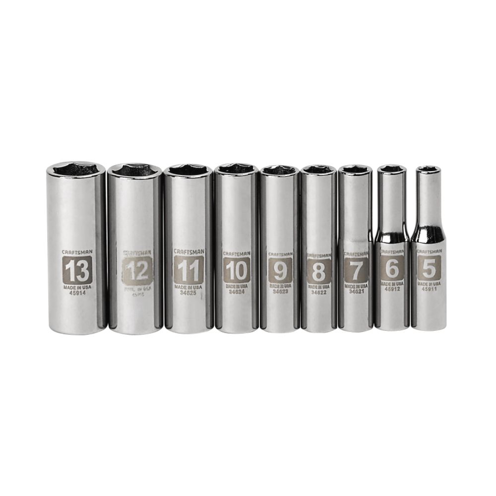 9 pc. Metric Easy to Read Socket Accessory Set, 6 pt. Deep, 1/4 in. Drive ...