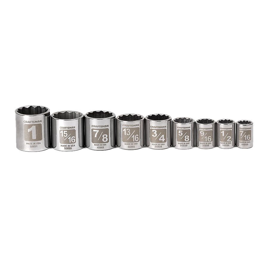 Craftsman 9 pc. Standard Easy to Read Socket Accessory Set, 12 pt. Standard, 3/8 in. Dr. at Sears.com