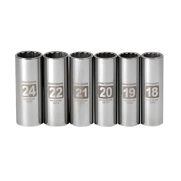 6 pc. Metric Easy to Read Socket Accessory Set, 12 pt. Deep, 1/2 in. Drive