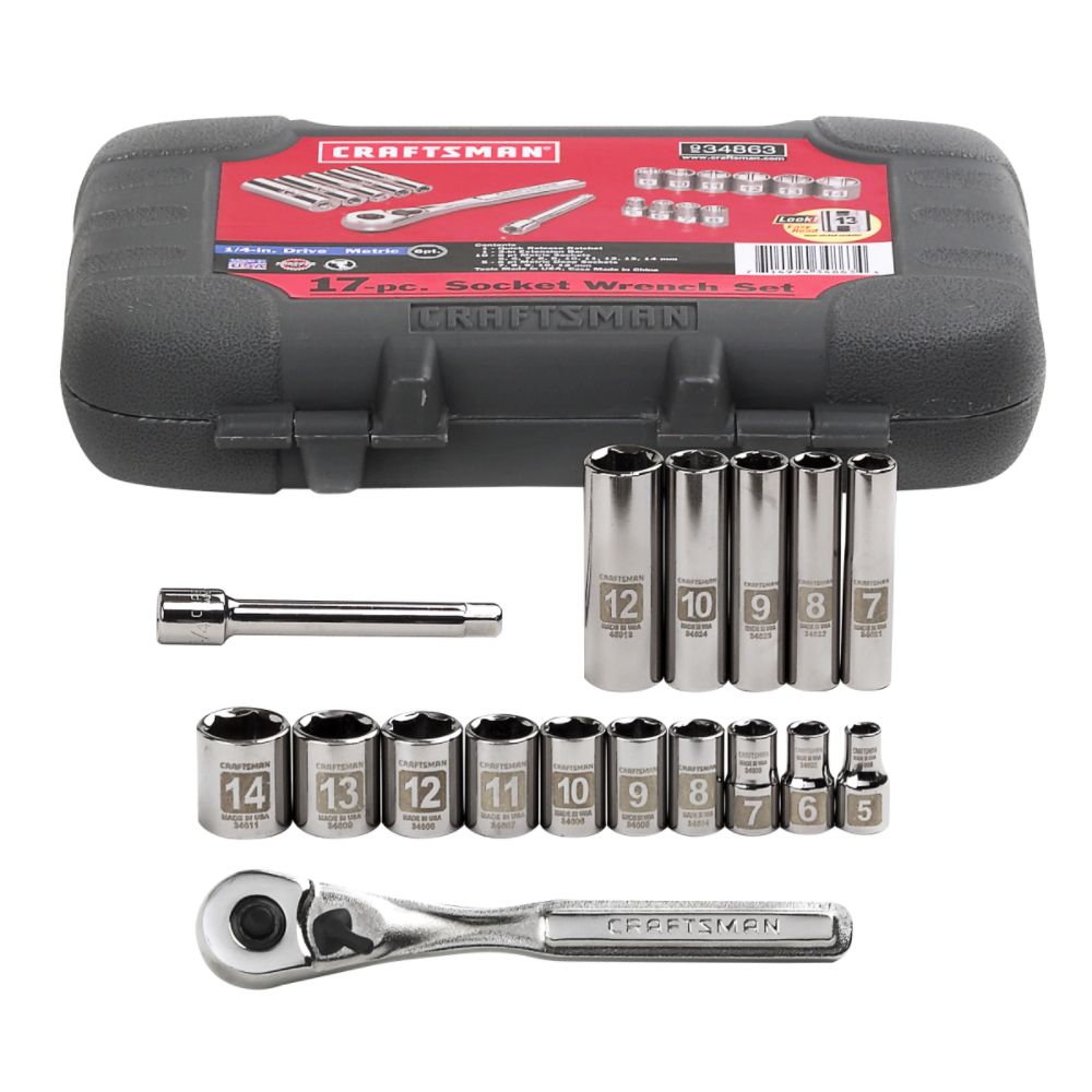 Craftsman 17 pc. 6 pt. Metric Easy Read 1/4 in. Dr. Socket Wrench Set