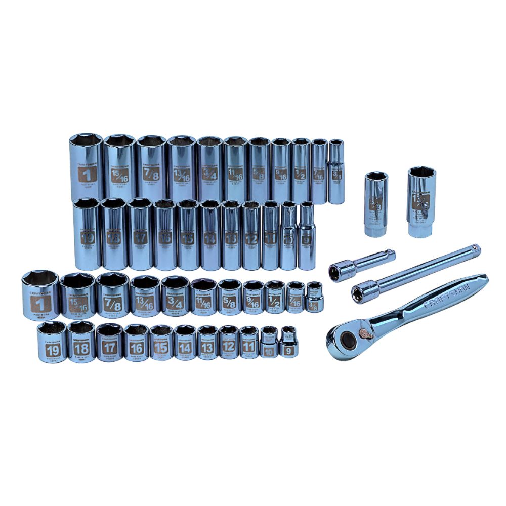 Craftsman 49 pc. Easy to Read Blue Titanium Socket Wrench Set, 6 pt. 3/8 in....