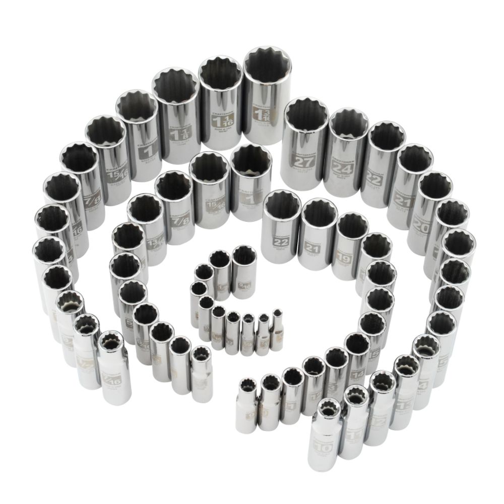 Craftsman 62 pc. Easy Read Socket Set, 12 pt. Deep, 1/4, 3/8, and 1/2 in....