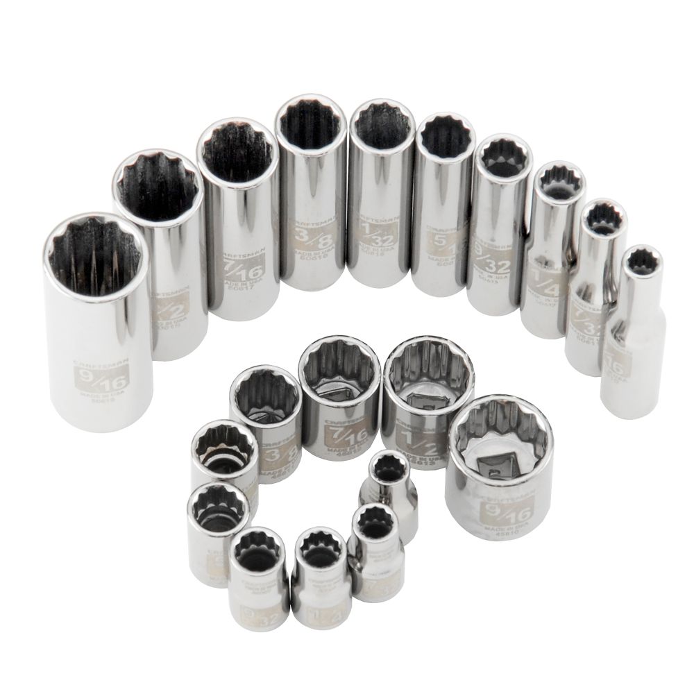 Craftsman 20 pc. Standard Easy Read Socket Set, 12 pt. Std. & Deep, 1/4 in. Dr. at Sears.com