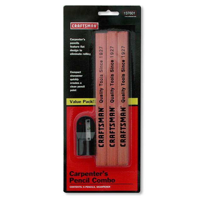 Craftsman Carpenters Pencil and Sharpener, 6 pk.