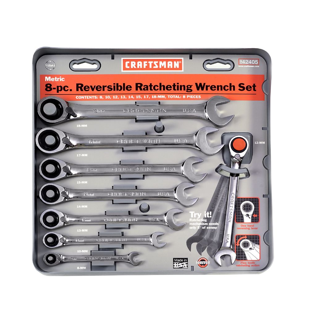 8+pc.+Metric+Reversible+Ratcheting+Combination+Wrench+Set