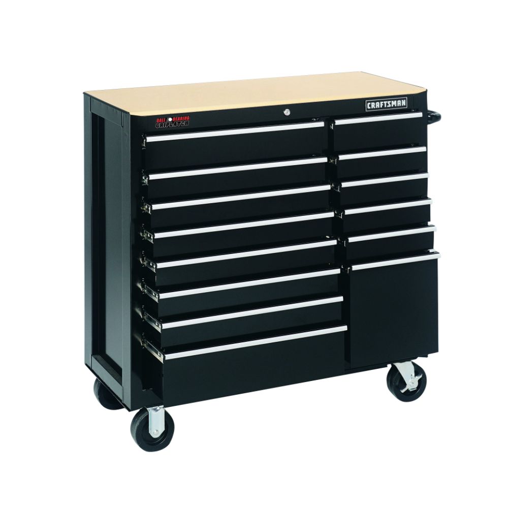 Craftsman 40" Wide 14-Drawer Ball-Bearing GRIPLATCH&reg; Tool Cart - Black at Sears.com
