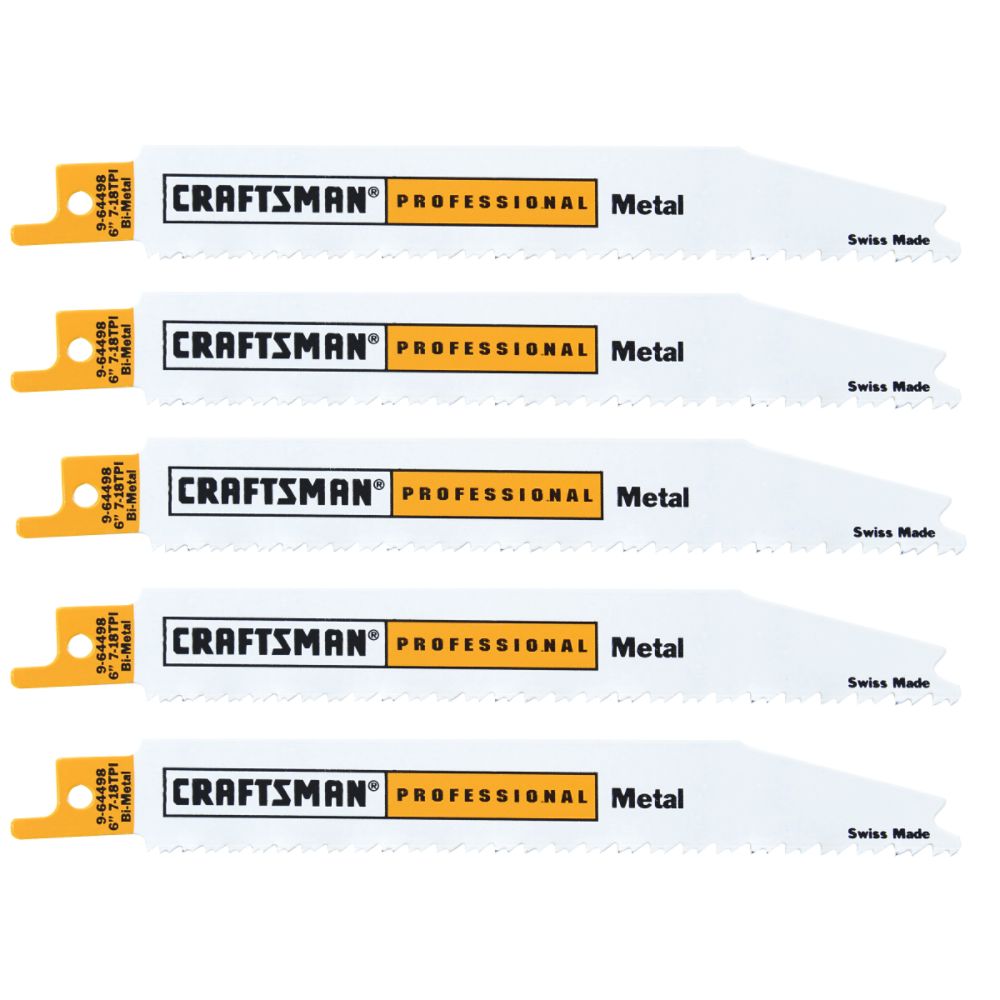 Craftsman Professional 6 in. Metal-Cutting Bi-Metal Reciprocating Saw Blades, 7-18TPI - 5 pk. at Sears.com