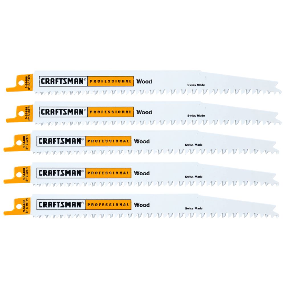 Craftsman Professional 8 in. Wood-Cutting Bi-Metal Reciprocating Saw Blades, 6-10TPI - 5 pk. at Sears.com