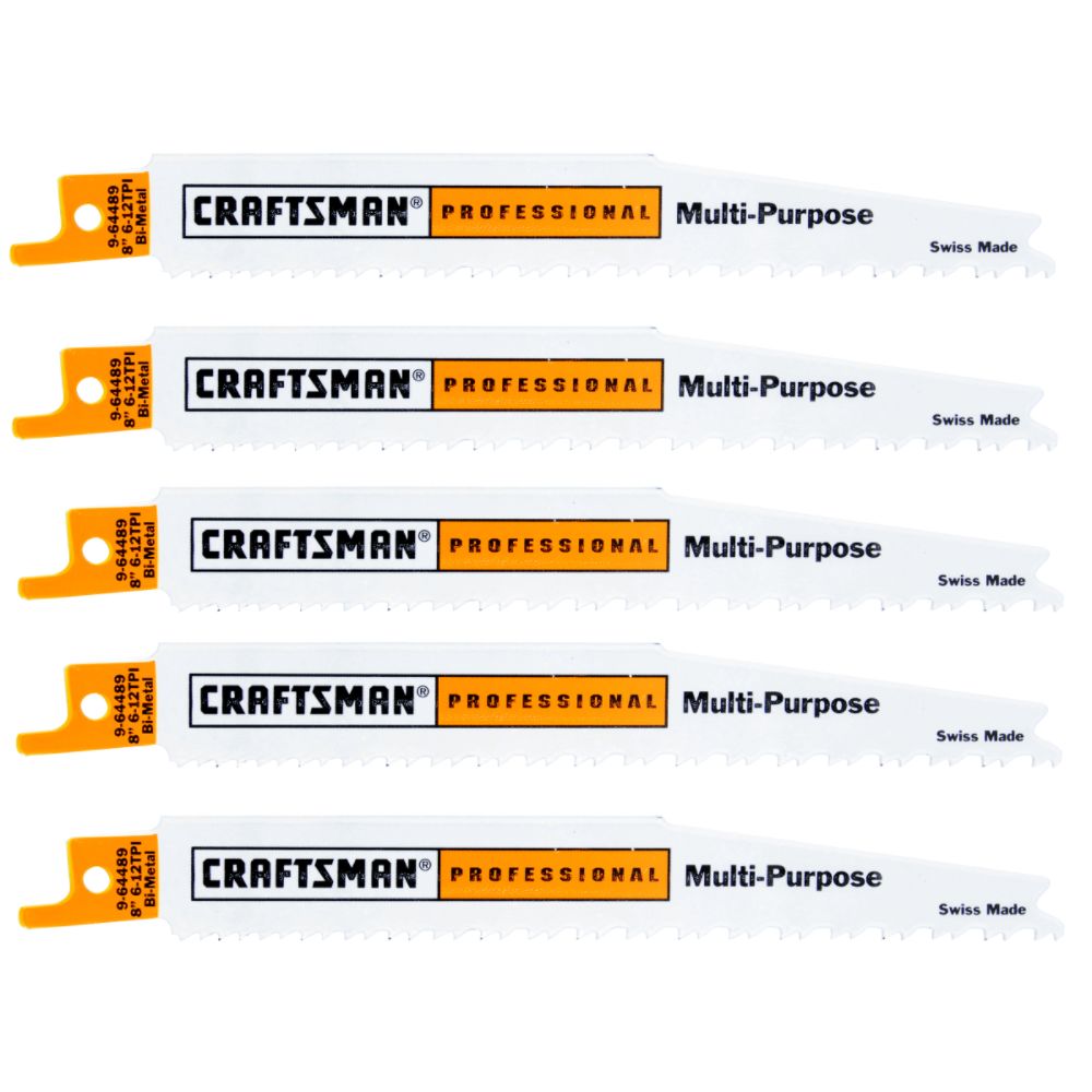 Craftsman Professional 8 in. Bimetal Reciprocating Saw Blades, All Purpose, 6-12 TPI - 5 pk. at Sears.com