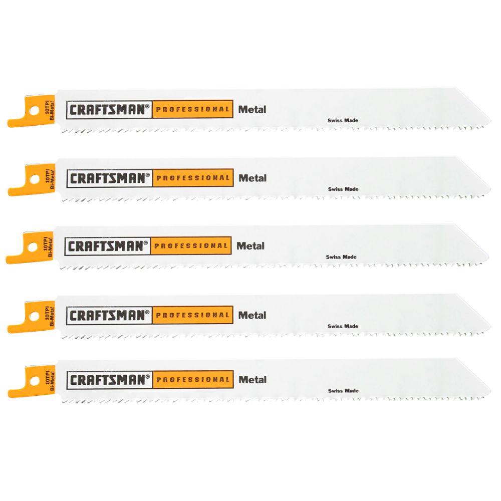 6 in. Bimetal Reciprocating Saw Blades, Wood & Nails, 6 TPI - 5 pk.