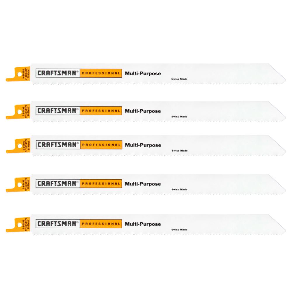 Craftsman Professional 9 in. Multi-Purpose Bi-Metal Reciprocating Saw Blades, 10-14TPI - 5 pk. at Sears.com