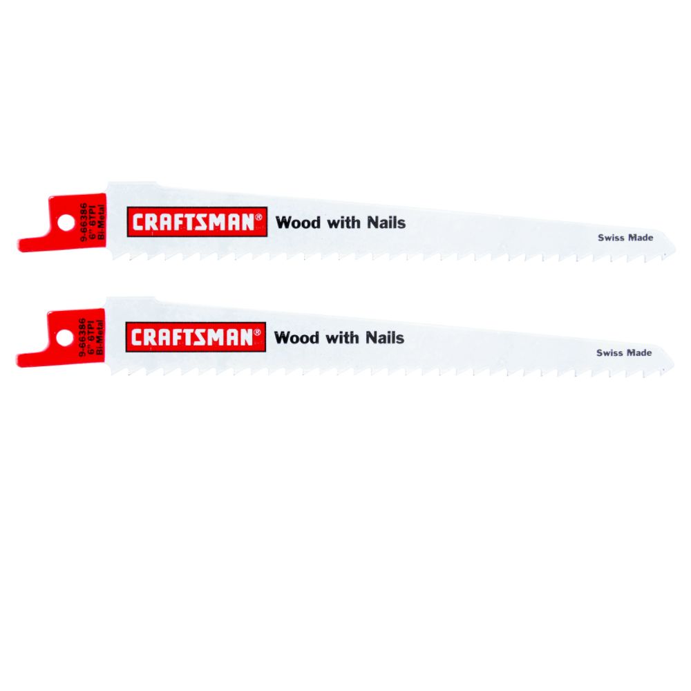 Craftsman 6 in. Bimetal Reciprocating Saw Blades, Wood & Nails, 6 TPI - 2 pk. at Sears.com