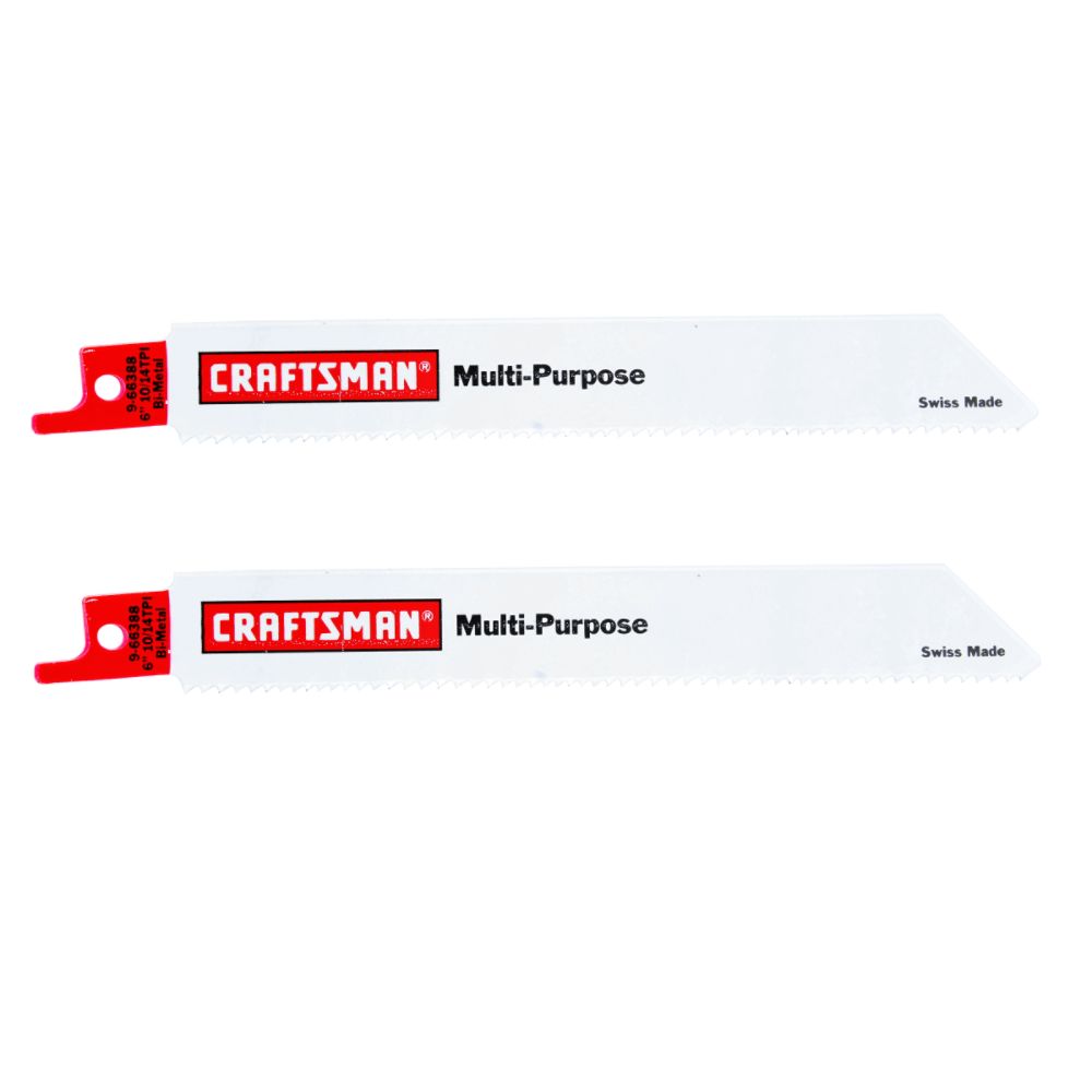 Craftsman 6 in. Bimetal Reciprocating Saw Blades, All Purpose, 10-14 TPI - 2 pk. at Sears.com