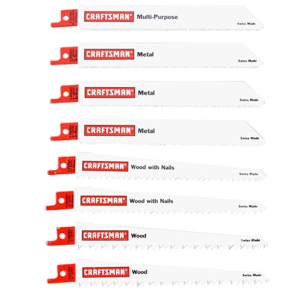 Craftsman 8 pc. Reciprocating Saw Blade Set, Multi-Purpose, 6TPI at Sears.com