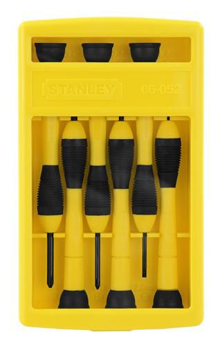 Stanley 6 Piece Precision Screwdriver Set -Plastic Shaft -Cushion Grip
