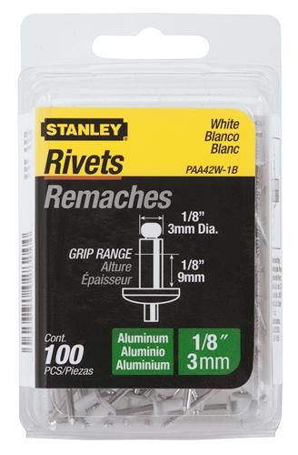 Stanley (25) 1/8 in. x 1/8 in. Aluminum Rivet -White at Kmart.com