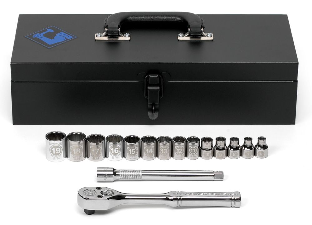 16 pc. 12 pt. 3/8 in dr. Socket Set in Steel case 16-621