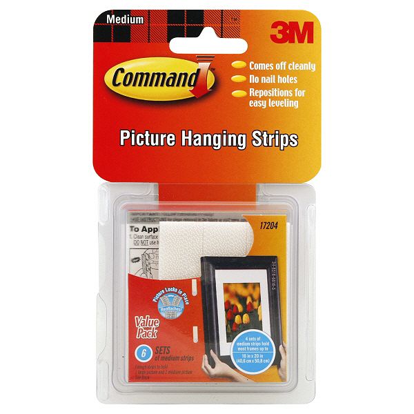 3m Command Picture Hanging Strips, Medium, 6 Sets - 17204 17204