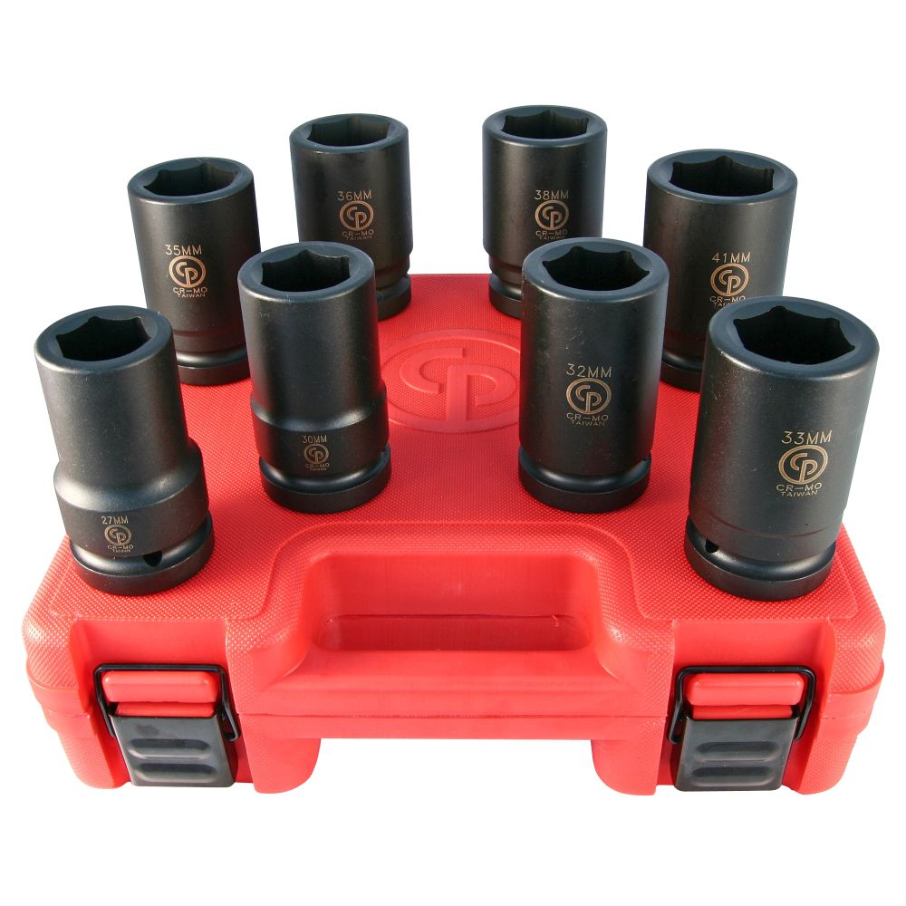 Chicago Pneumatic 8 pc. Metric Deep Impact Sockets, 1 in. Drive
