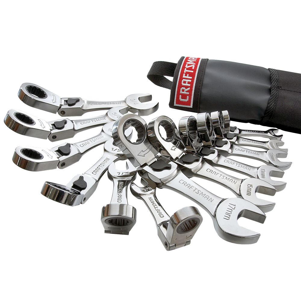 Craftsman 12 pc. Full Polish Stubby Locking Flex Ratcheting Wrenches w/...