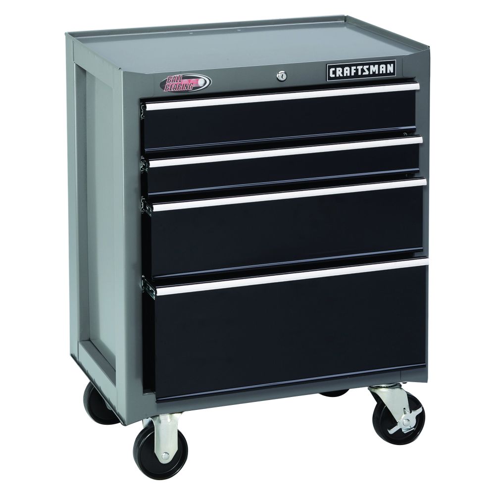 Craftsman&nbsp; 26'' Wide 4-Drawer Ball-Bearing Bottom Chest - Platinum/Black