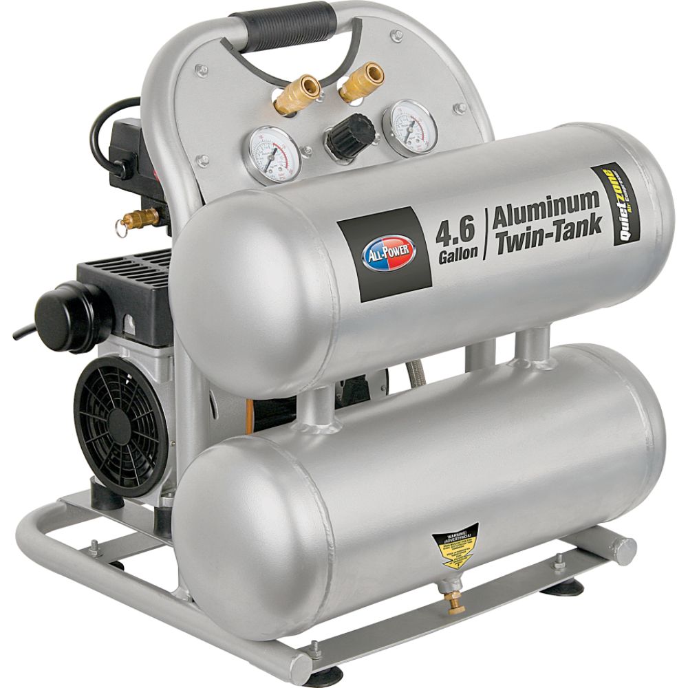 All Power America Quietzone 4.6 Gallon Twin Tank Compressor.