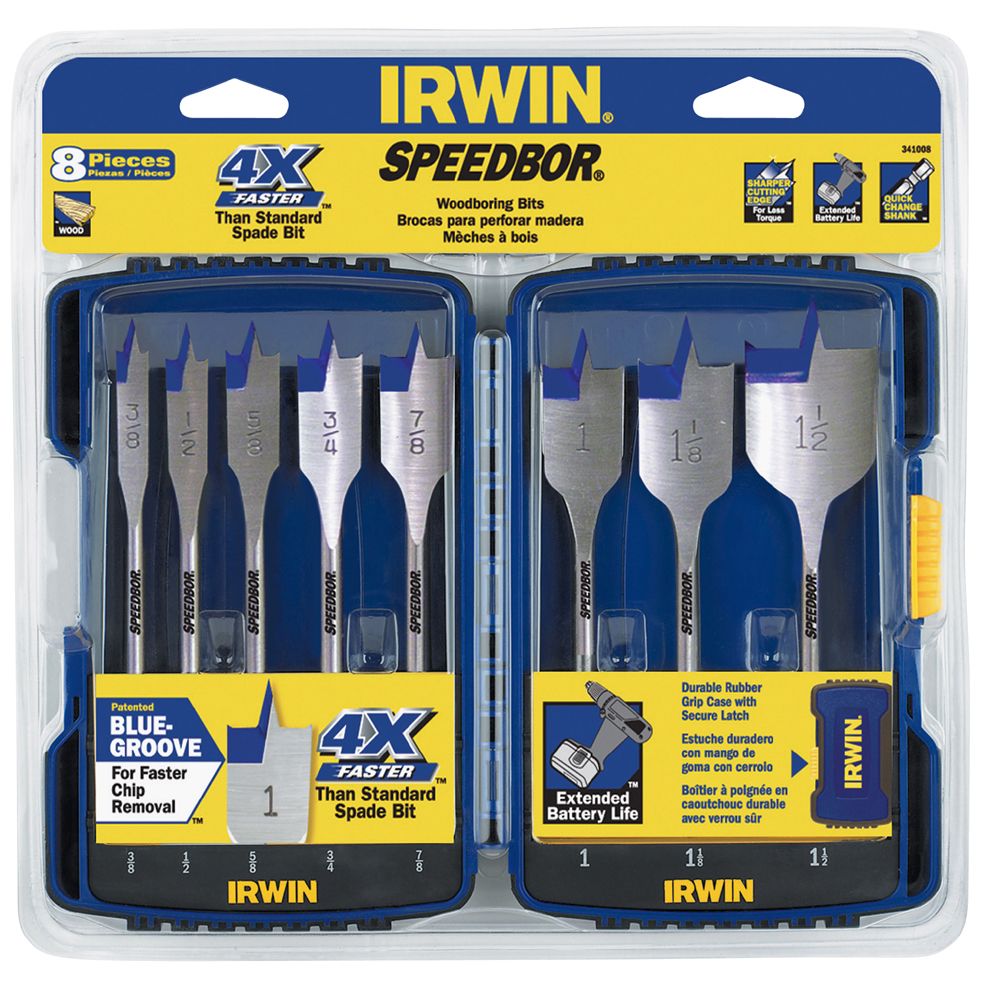 Irwin 8 pc. Spade Bit Set, Speedbor