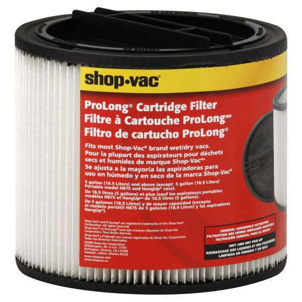 Shopvac Shop-Vac Filter, ProLong Cartridge, 5 Gallon, Type U, 1 filter