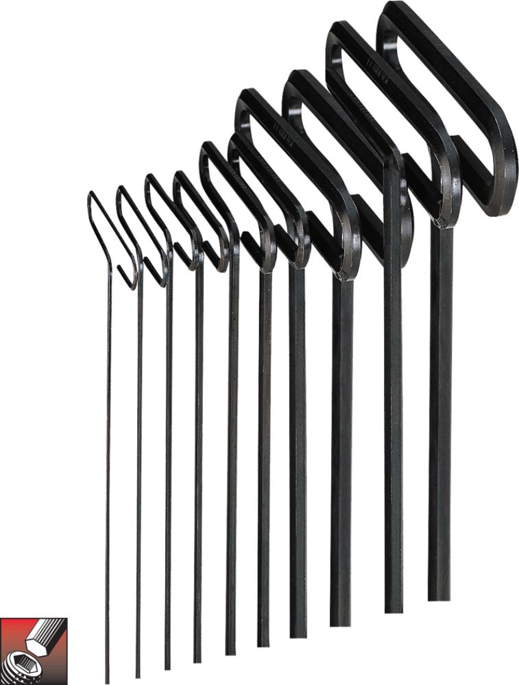 Eklind®&nbsp; Standard Grip Hex T-Key Set, 9 inch Series, 10 keys: 3/32