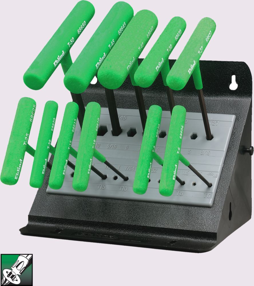 Power-T™ T-Handle Torx® Key Set, 6 inch Series, 11 keys: T6 to T50 &