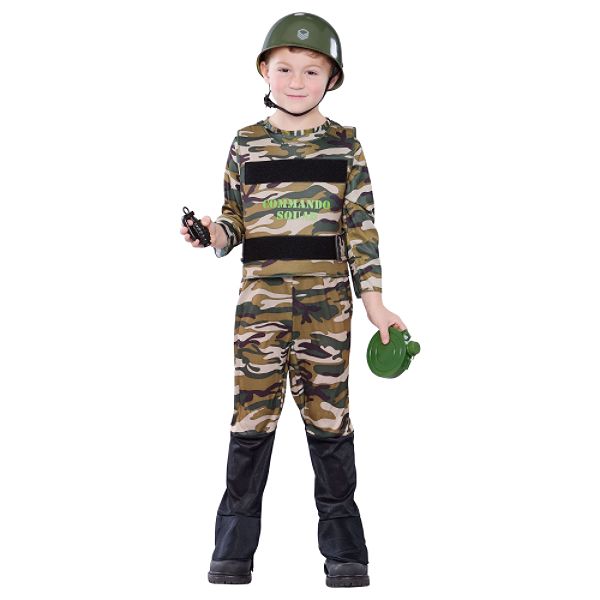 Totally Ghoul Boy's Army Commando Costume - Brown and Green
