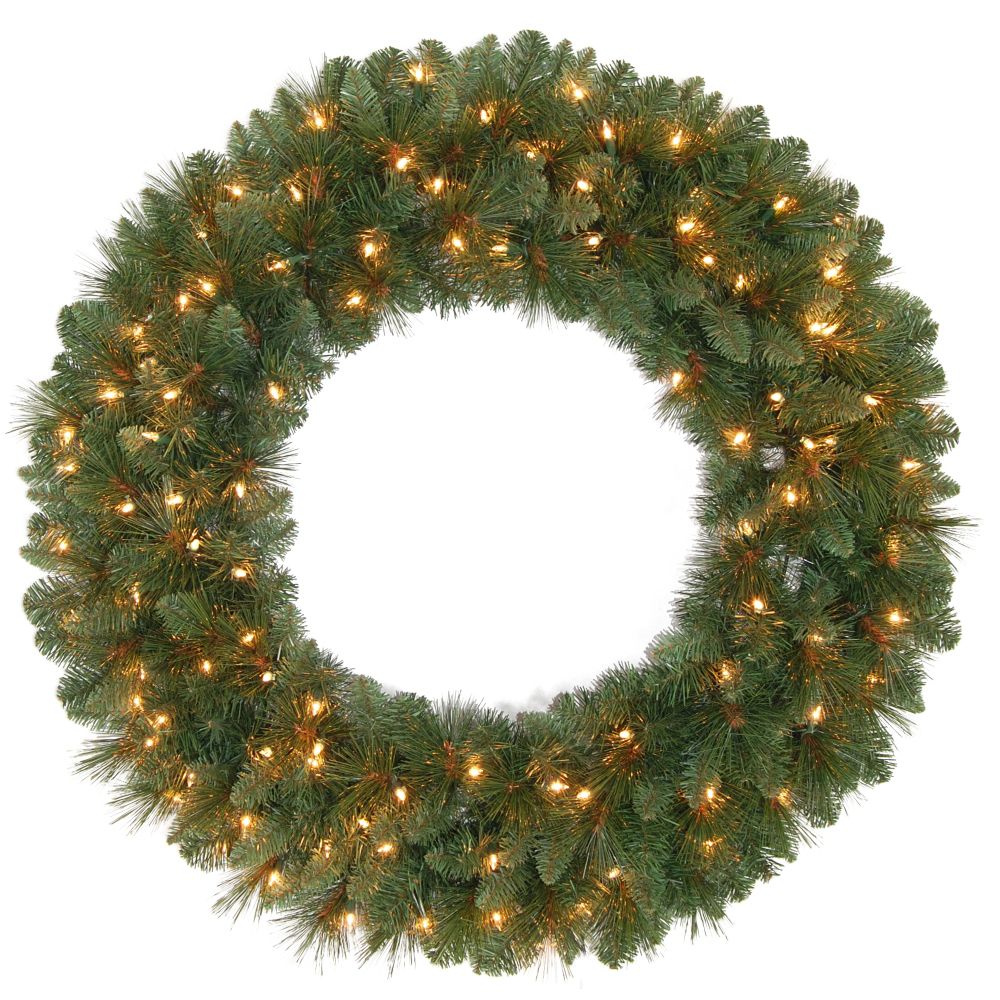 36" Crystal River Pine Wreath With 100 Lights - Clear at Kmart.com