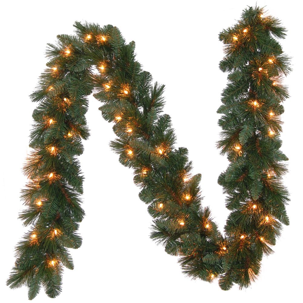 9' x 10" Crystal River Pine Garland With 100 Lights - Clear
