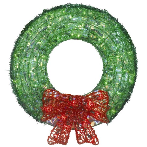 36in 150L Lights Tinsel Wreath 