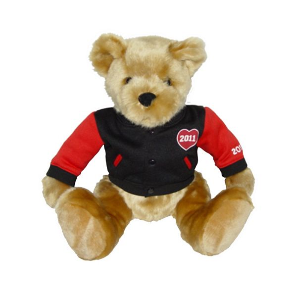 13" Plush Hoodie Bear - Black And Red Jacket V64009K