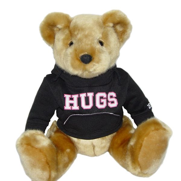 13" Plush Hoodie Bear - Black Sweatshirt With &rsquo;hugs&rsquo; V64009K