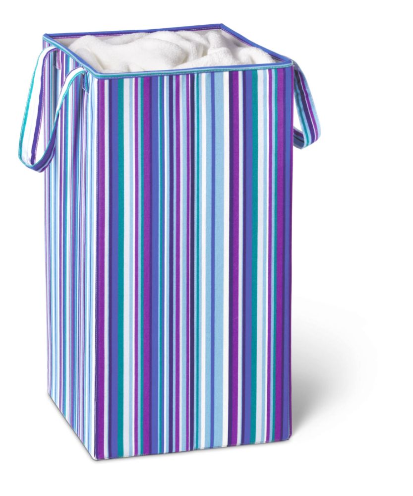 Honey Can Do Striped Collapsible Hamper with Handles