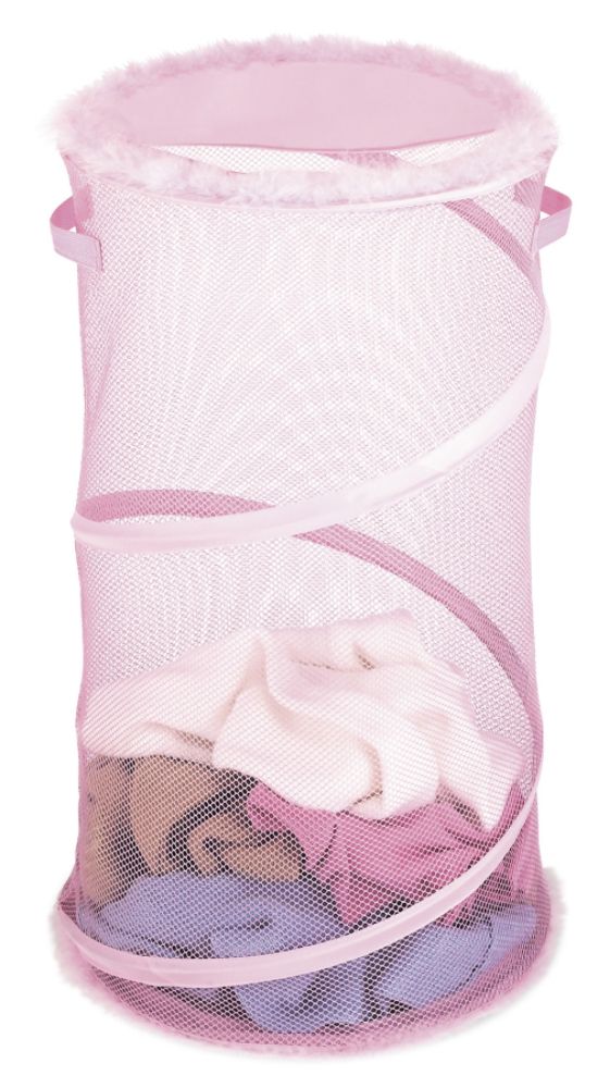 Whitmor 15" Pink Fuzzy Hamper