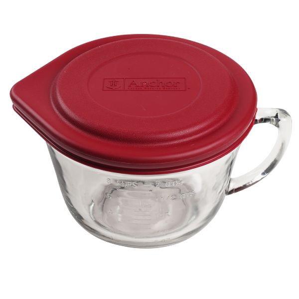 Anchor Hocking 2 Quart Batter Bowl With Red Lid 1043147