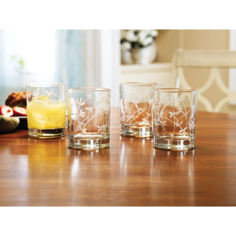 Jaclyn Smith Traditions Antonia Garden 4 Piece Double Old Fashioned Glassware
