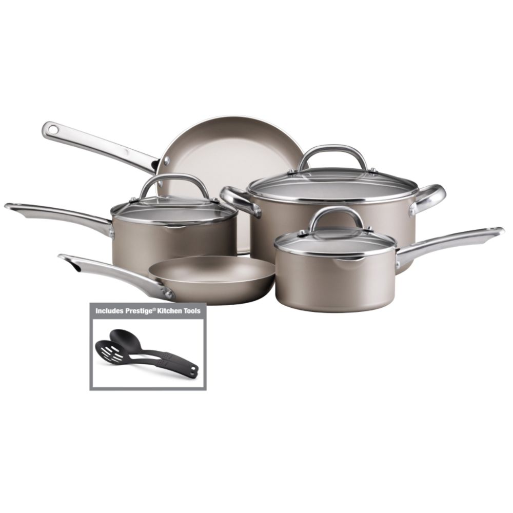 Farberware 10-Piece Cookware Set, Platinum