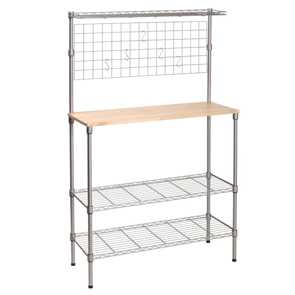 Essential Home Bakers Rack With Wood Shelf