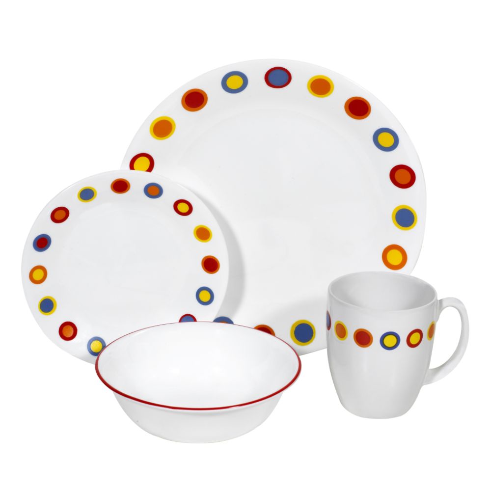 Corelle Livingware Hot Dots 16 Piece Dinnerware Set