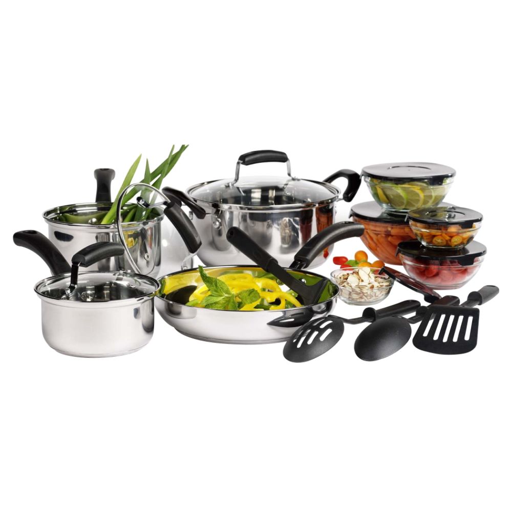 Basic Essentials 16pc Stainless Steel Cookware Set