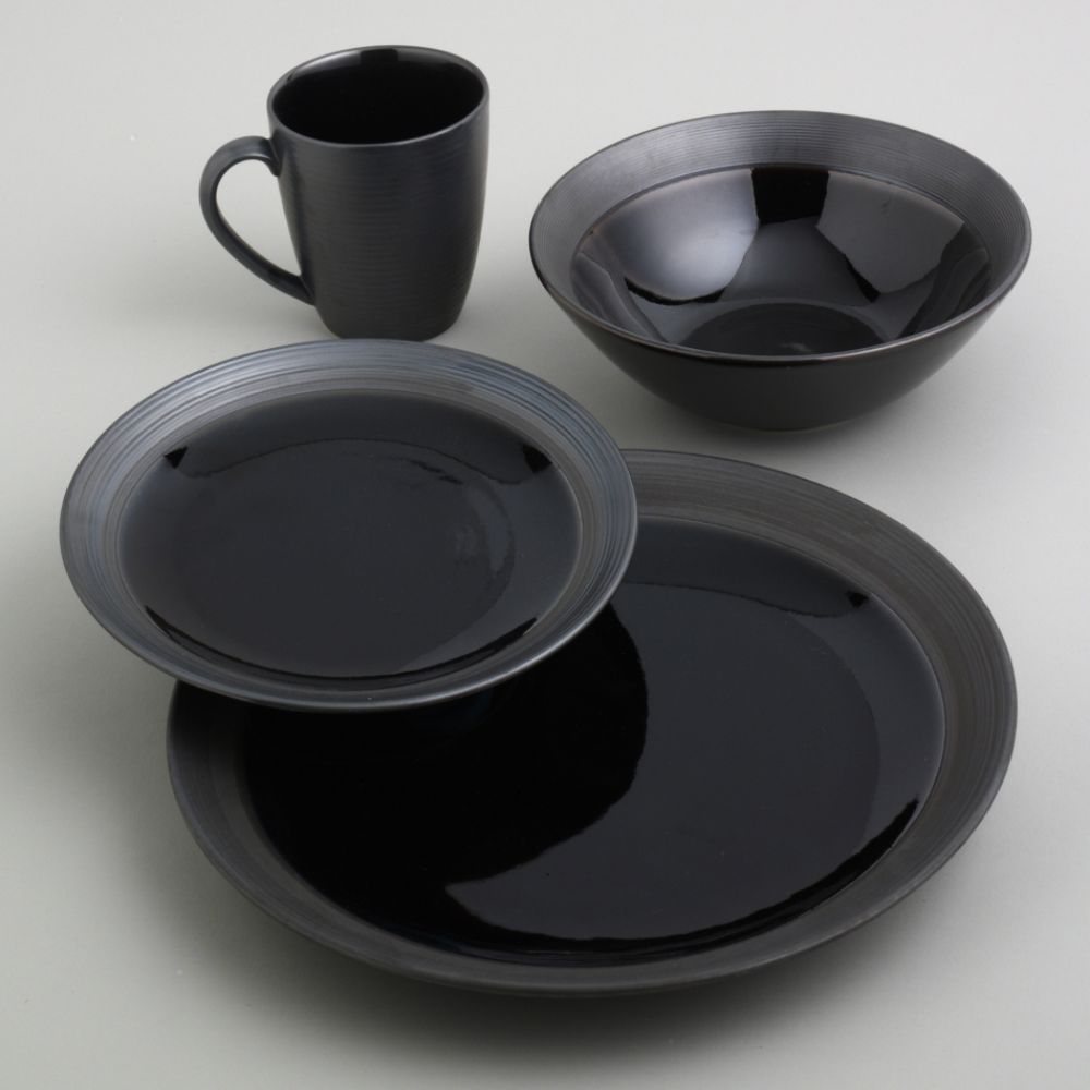 SANGO 16Pc Bistro Brown Dinnerware Set