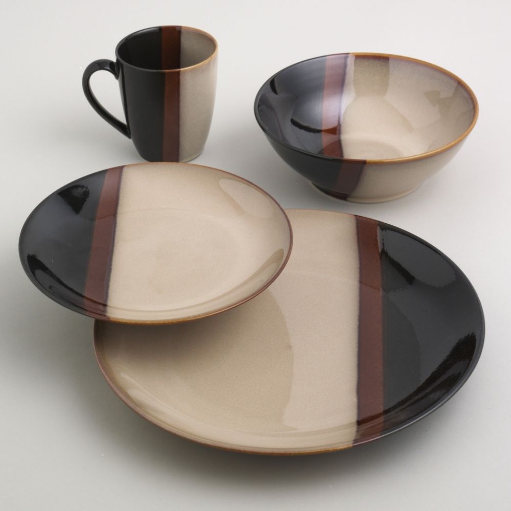 SANGO 16Pc Tempo Black Dinnerware Set