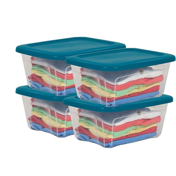 4pk 12qt Clear Teal Lid 29090570