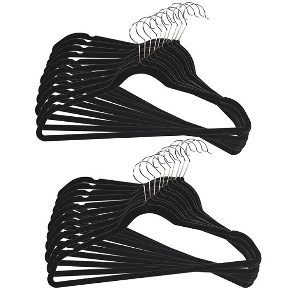 20pk Black Flocked Hangers 29199460