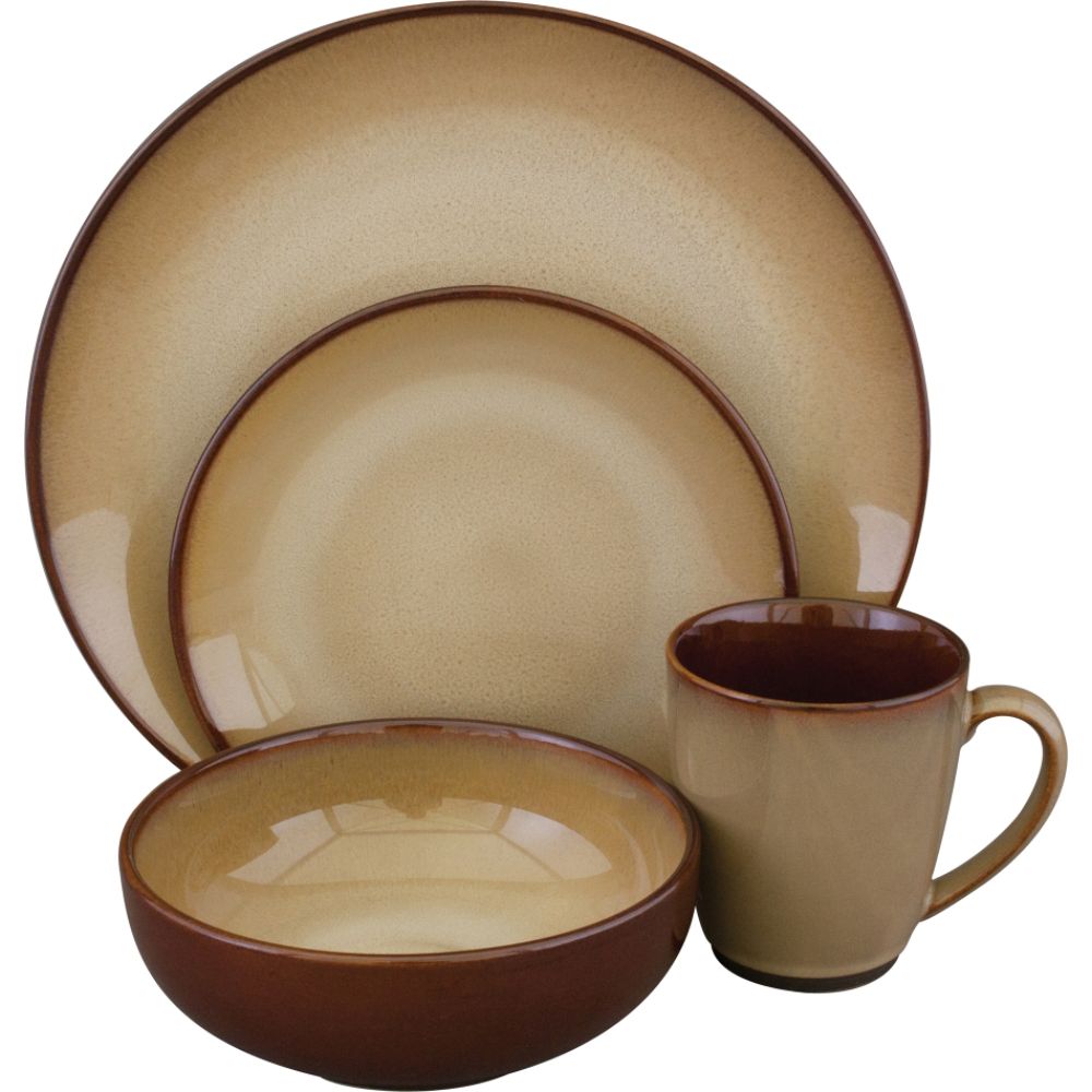 SANGO 16Pc Nova Brown Dinnerware Set